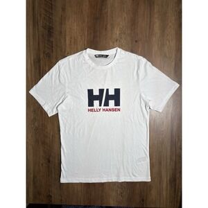 Helly Hansen T Shirt Men S White Cotton Embroidered Logo Skiing Snowboarding